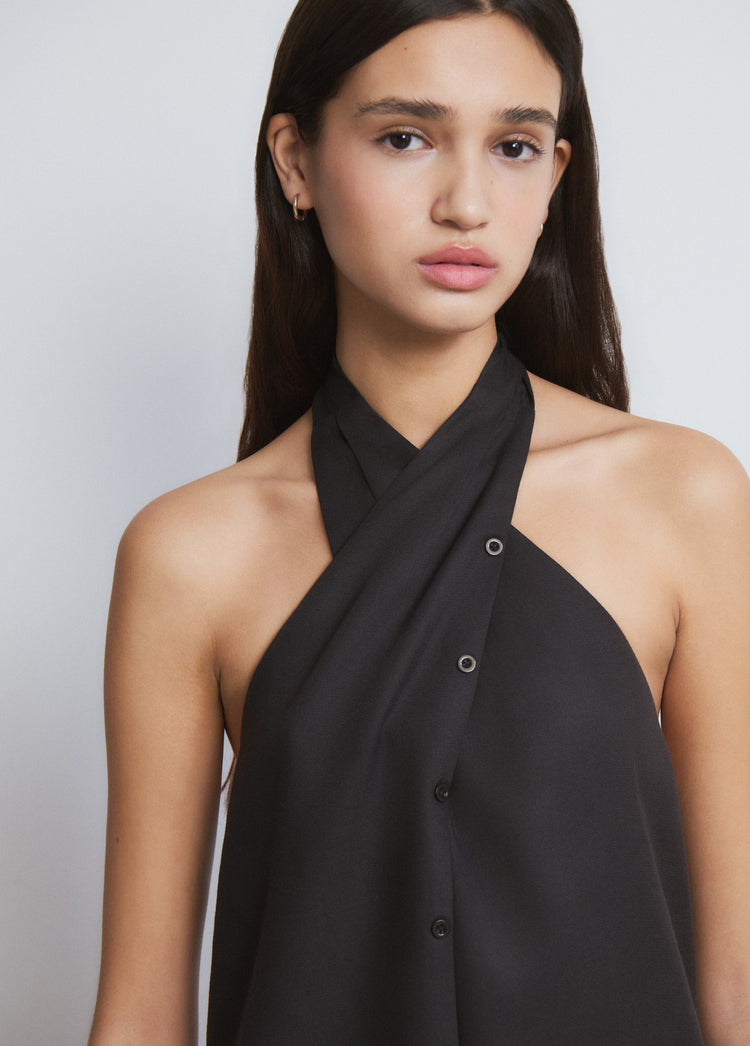 Top with draped button detail