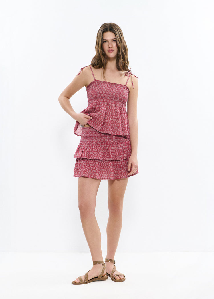 Smocked top with Indian seal