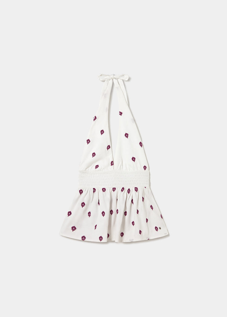 Halter top with embroidery