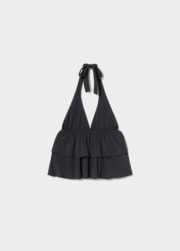 Multilayer ruffle halter top