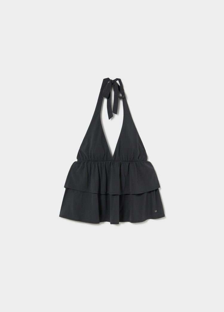 Multilayer ruffle halter top