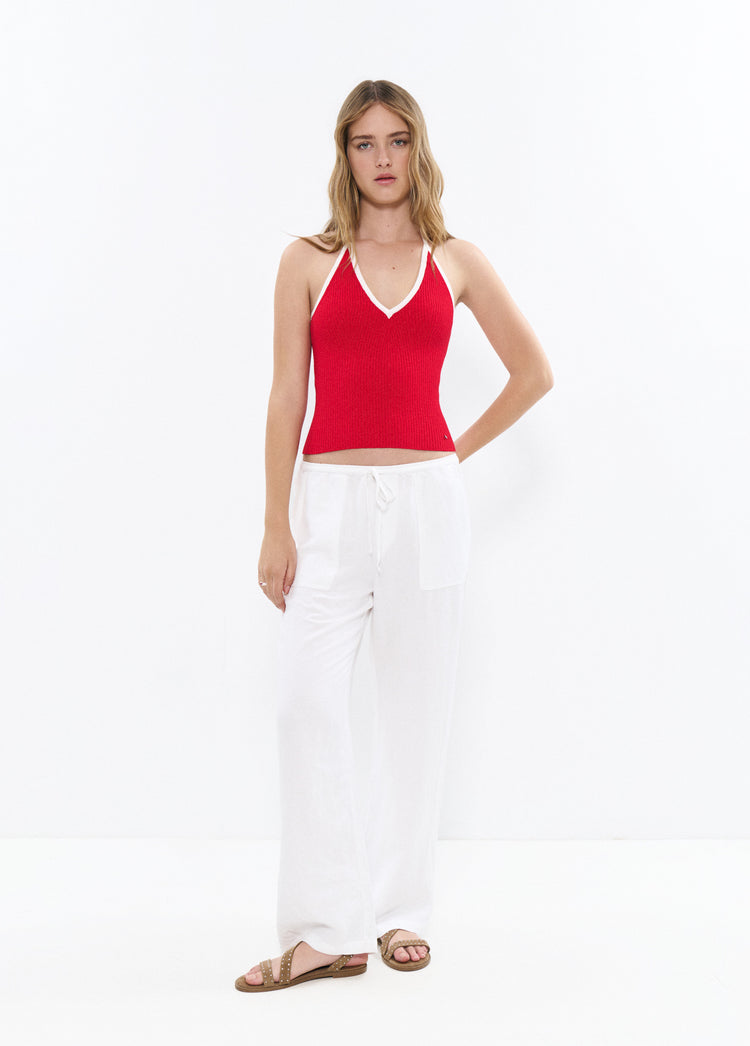 Halter V-neck top