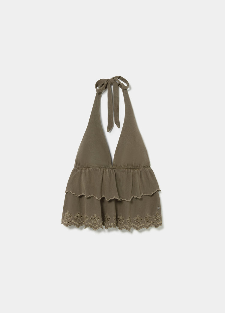 Ruffled halter top