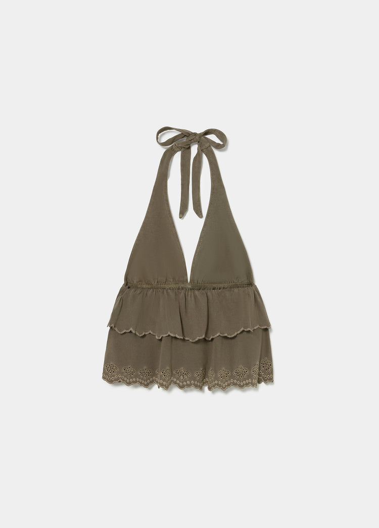 Ruffled halter top