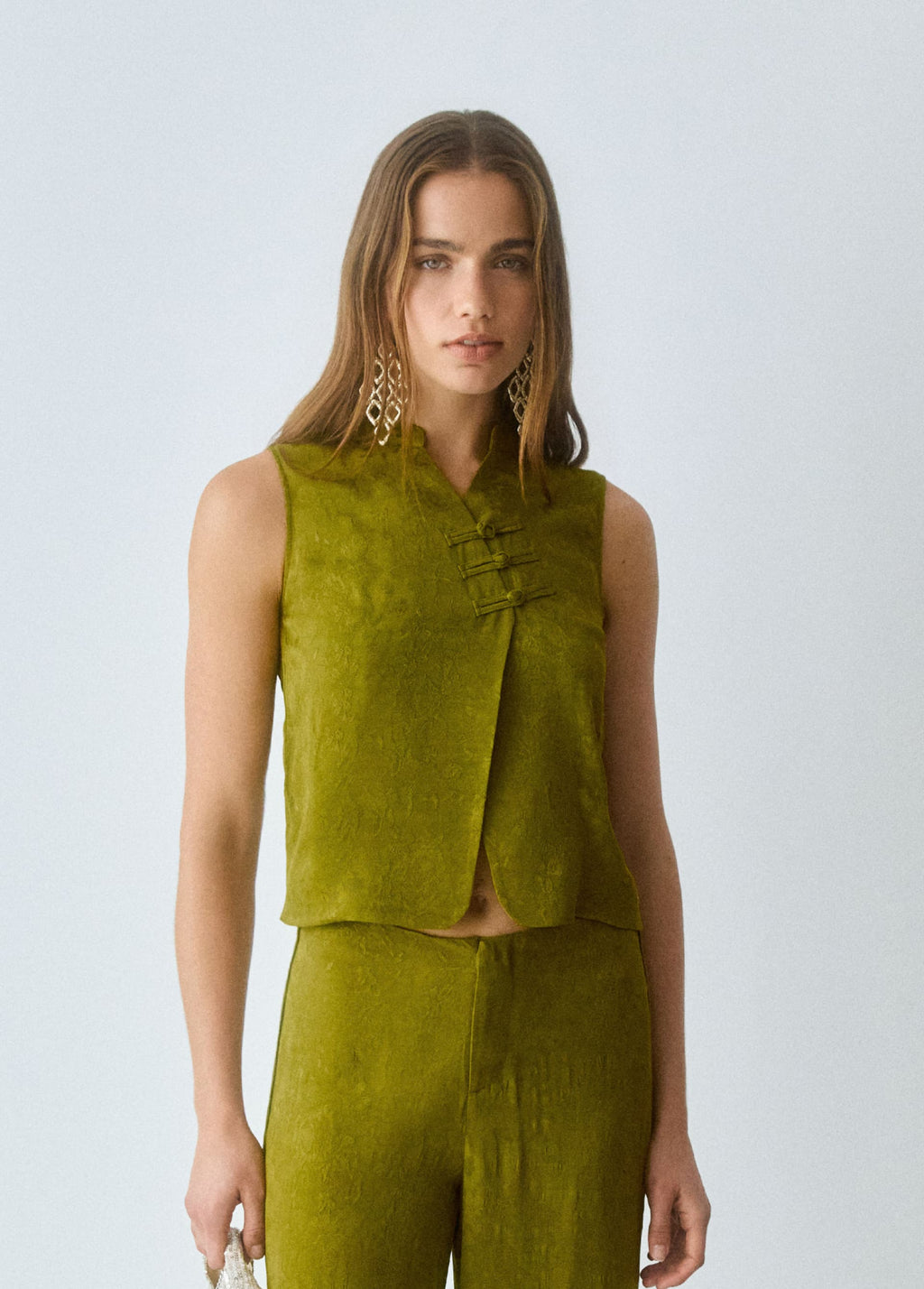 Satinierter Jacquard-Top