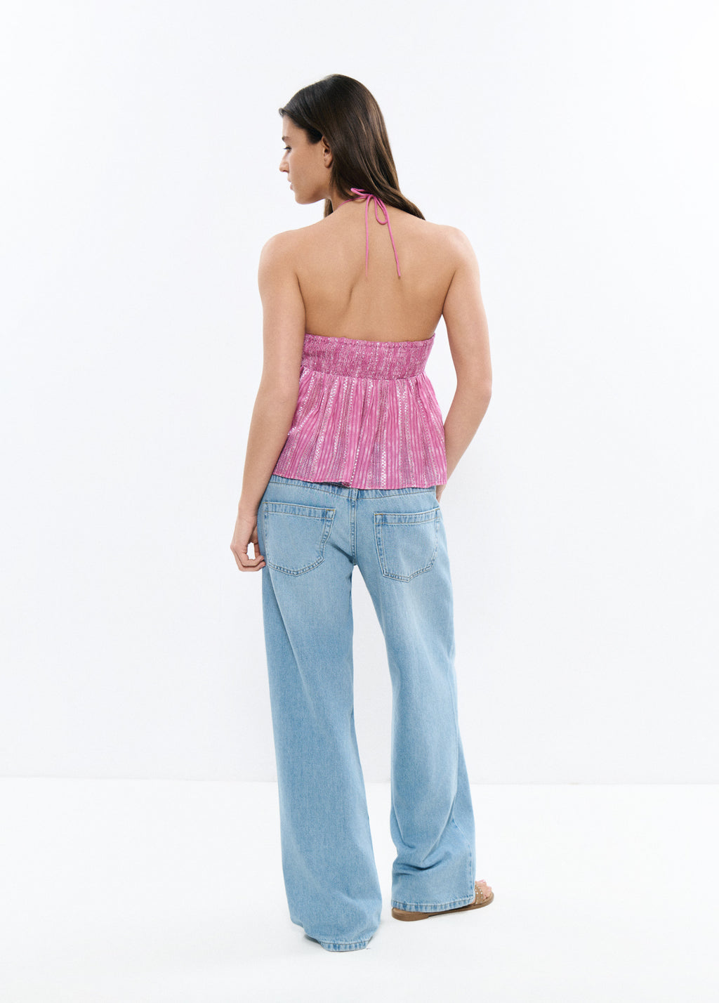 Top halter lurex stripes