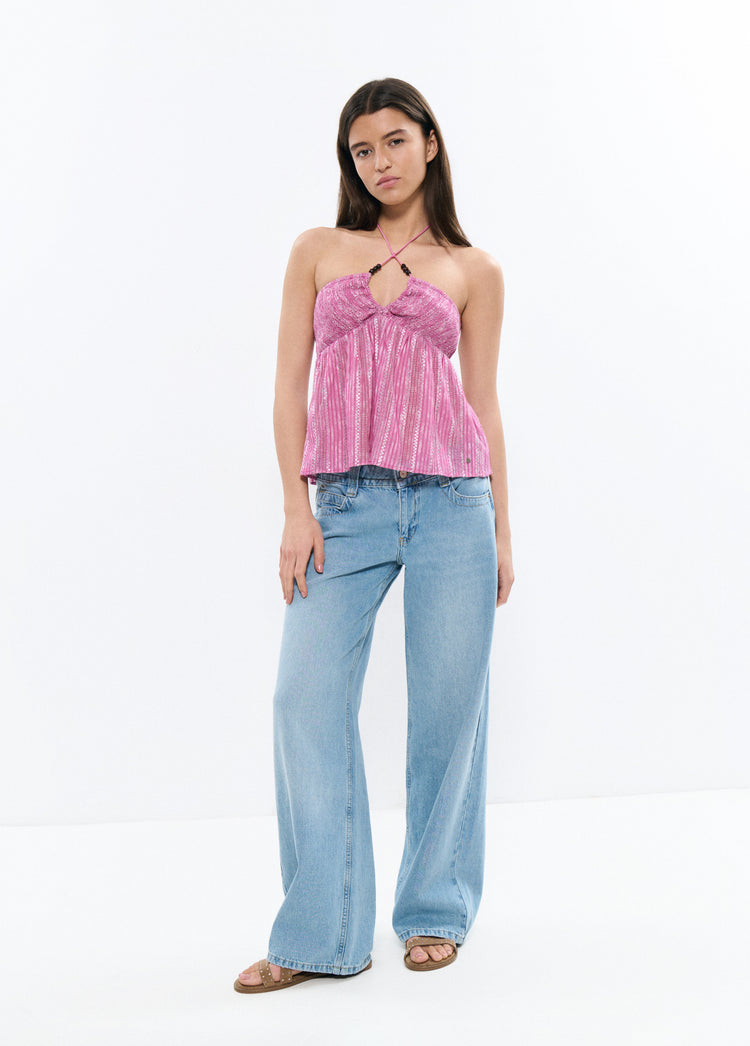 Halter lurex striped top