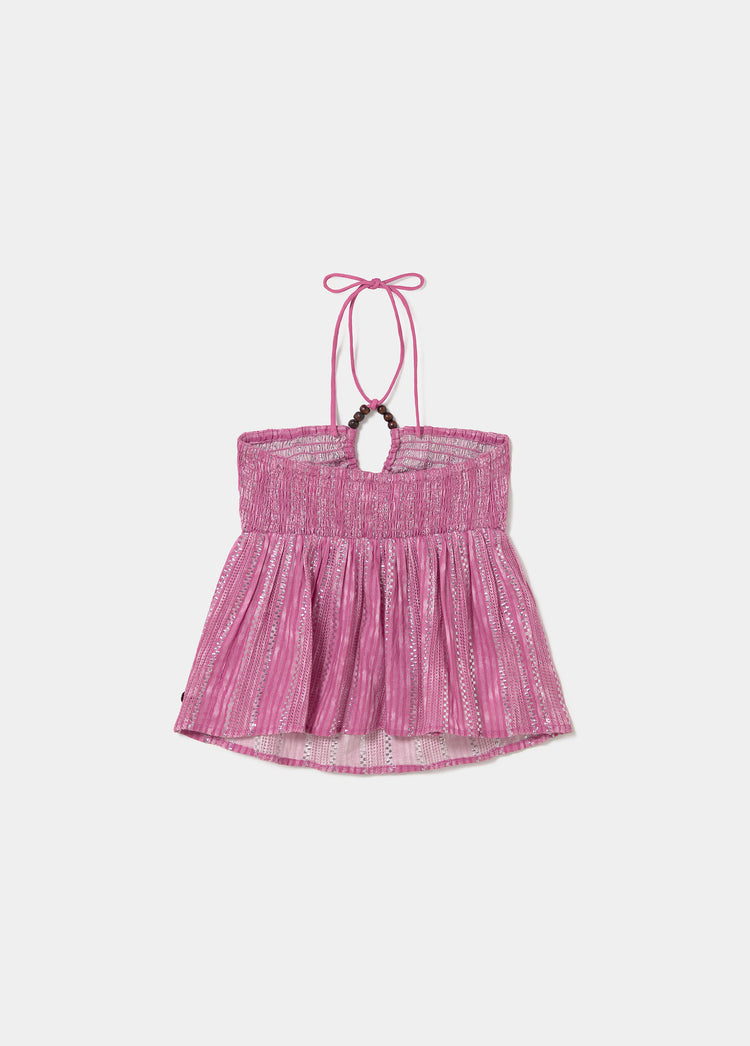 Halter lurex striped top