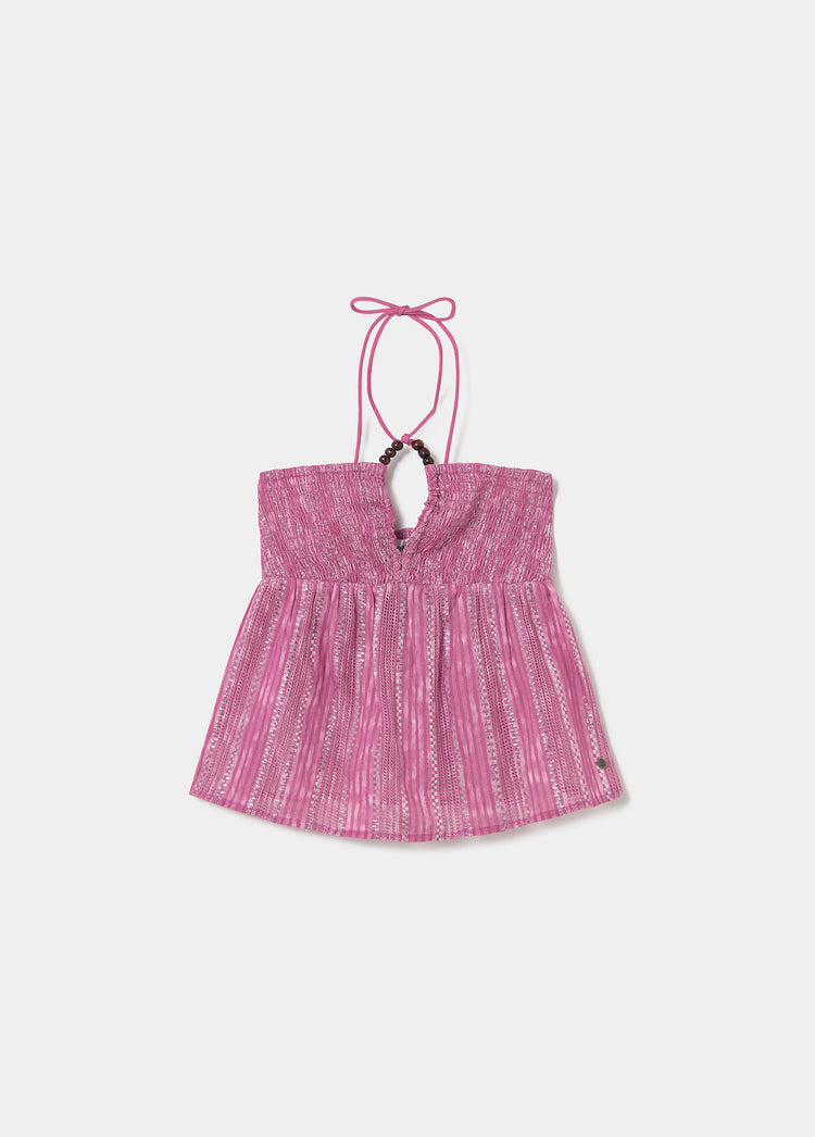 Halter lurex striped top