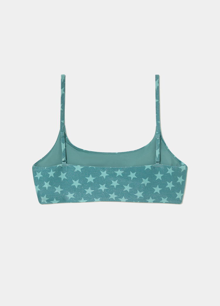 Bandeau strap top metallic thread stars