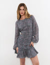 Robe découpes imprimée lurex