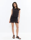 Vestido drapeado topos