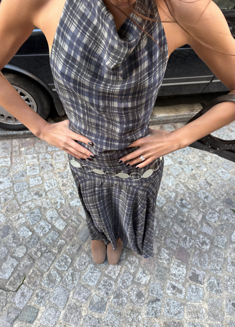 Long printed draped dress