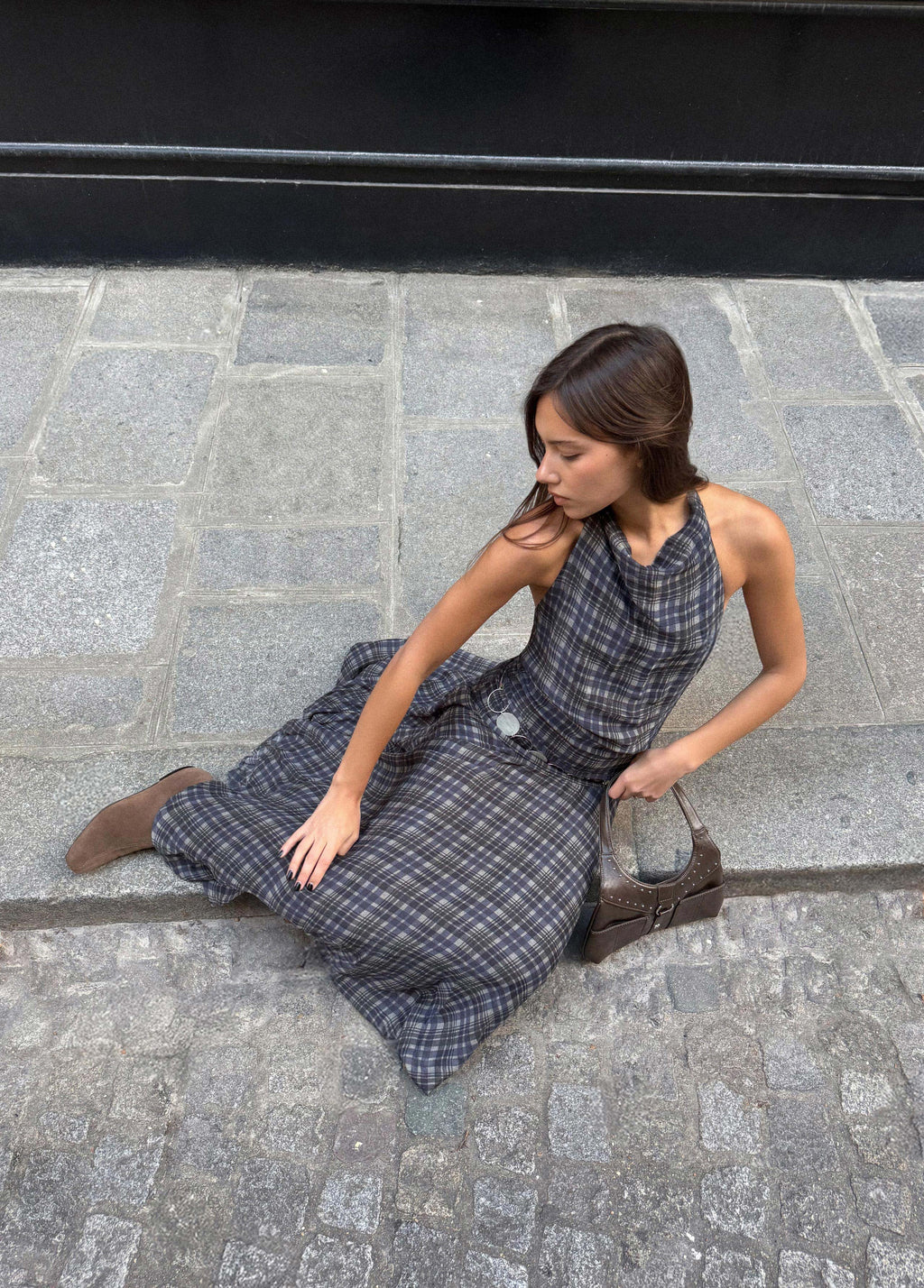 Robe longue imprimée drapée