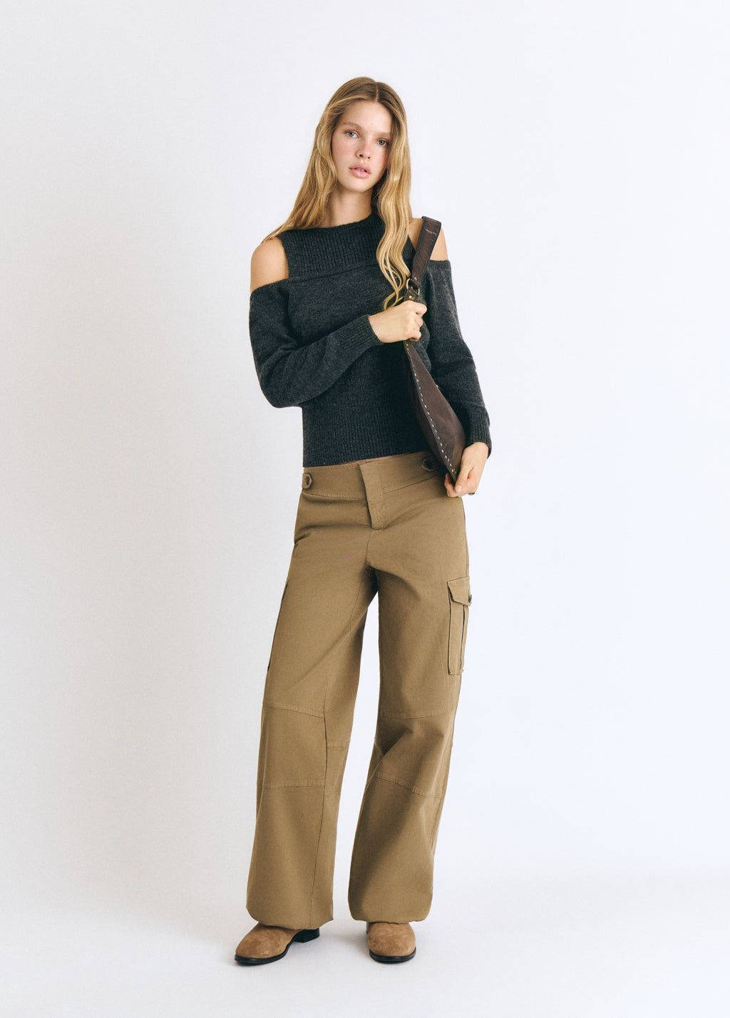 Pantalon cargo taille mi-haute
