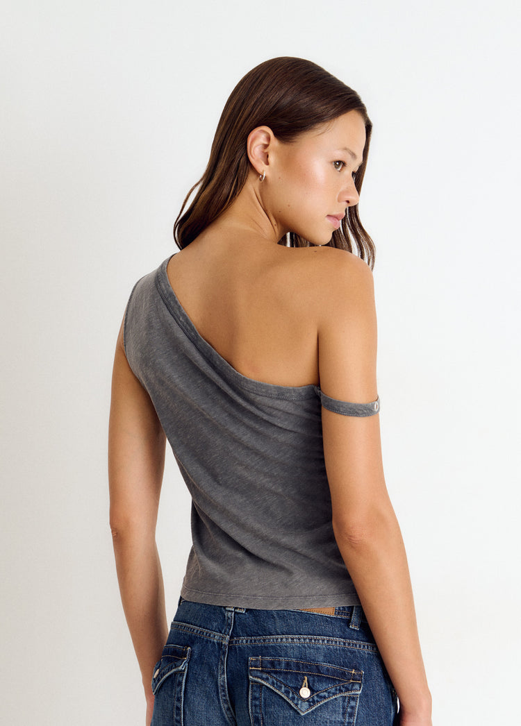 Asymmetric eyelets t-shirt